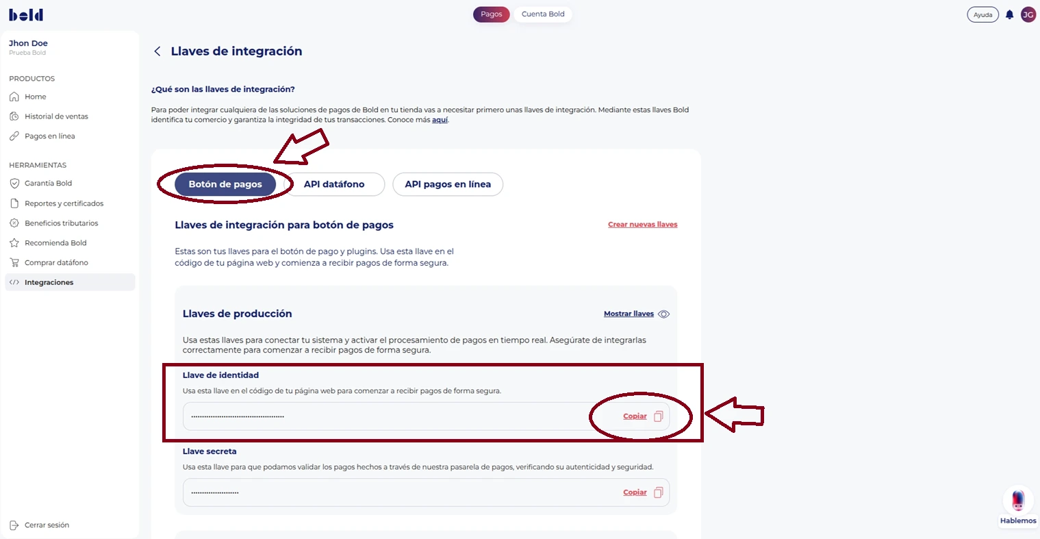 Llave de identidad Bold