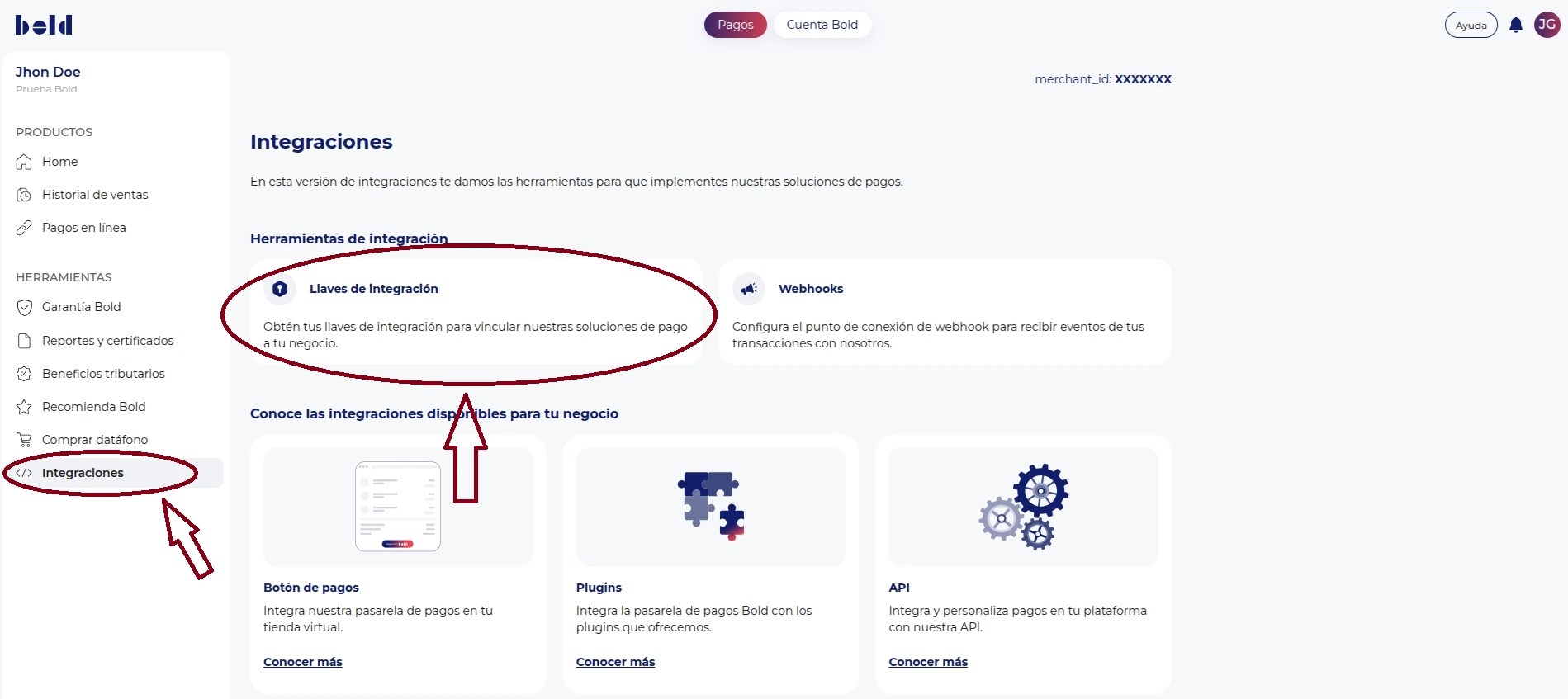 Llaves de integración Bold
