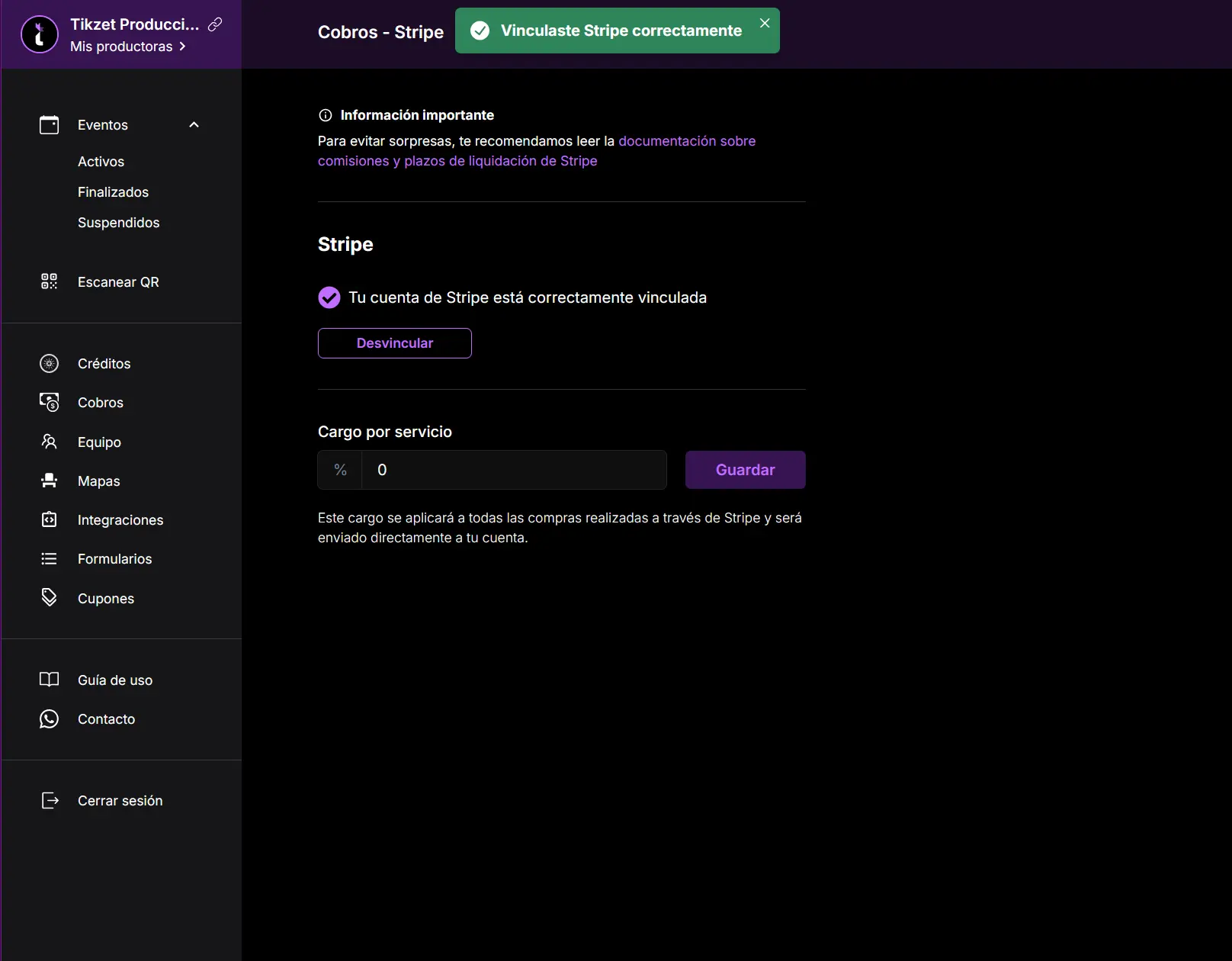 Iniciar sesión o crear cuenta en Stripe